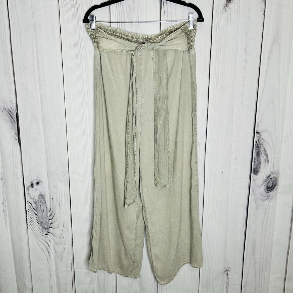 Bella Dahl Sage Green Wide Leg Tie-Waist Pants